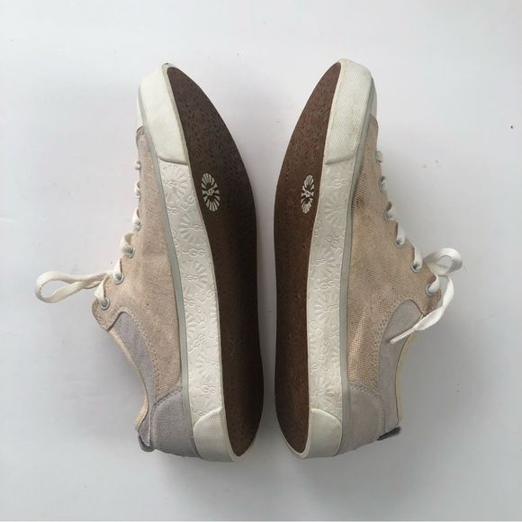 UGG Evera wool shearling lined low top canvas and leather sneaker woman size 8.5 - Picture 6 of 9